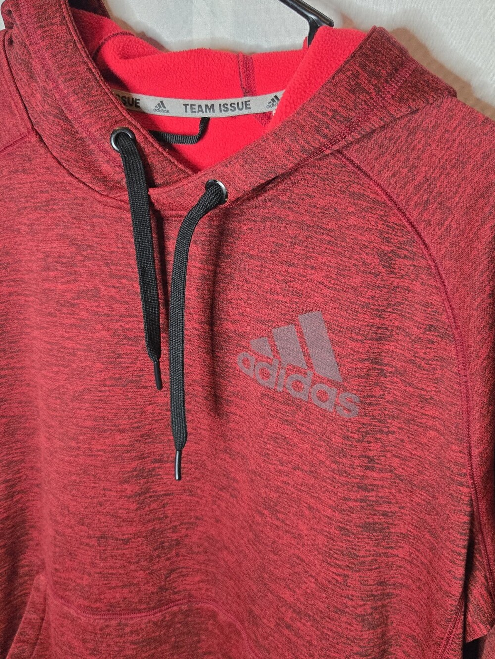 adidas Men's Red Heather Pullover Hoodie Climawarm